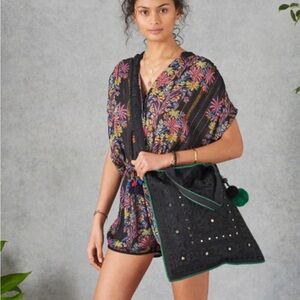 Star Mela Viti Embroidered Tote in Faded Black NWT